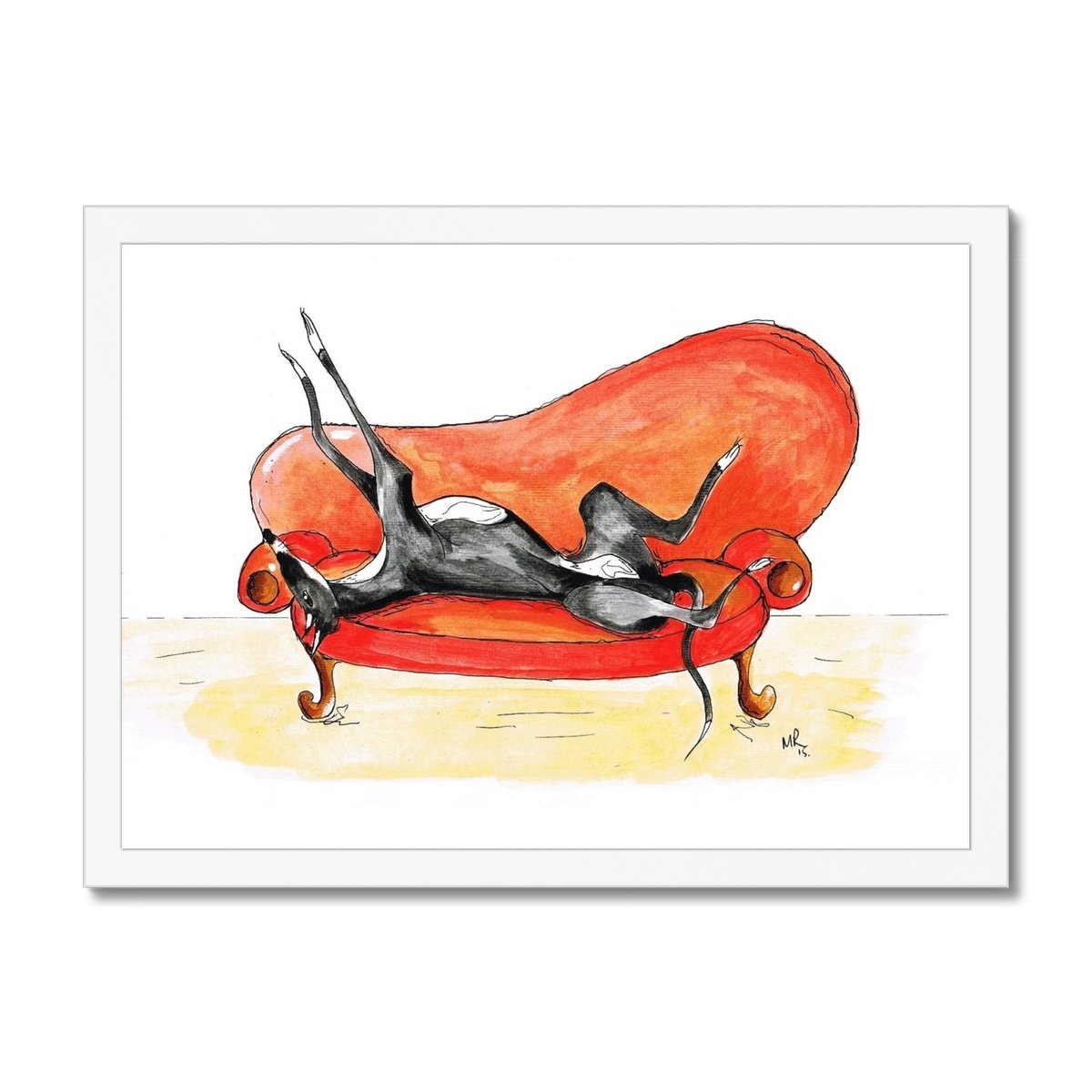 framed print greyhound white frame