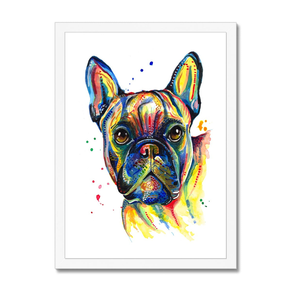 French Bulldog framed Print White Frame