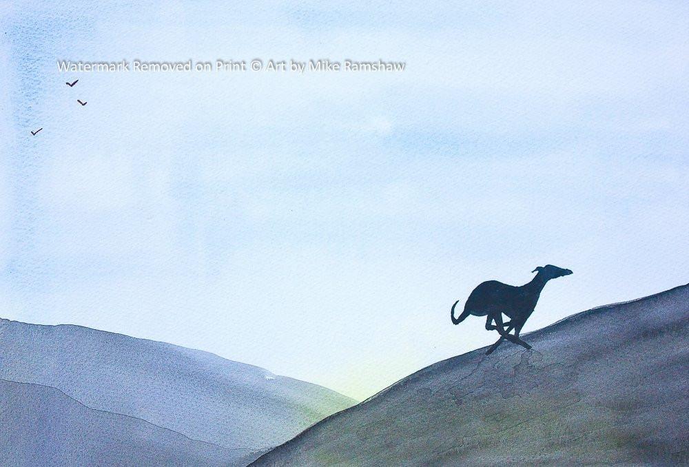 Greyhound Whippet Lurcher Italian Dog Painting Art Print - A5 + Mount 10 x 8 inches