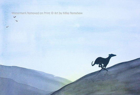 Greyhound Whippet Lurcher Italian Dog Painting Art Print - A5 + Mount 10 x 8 inches