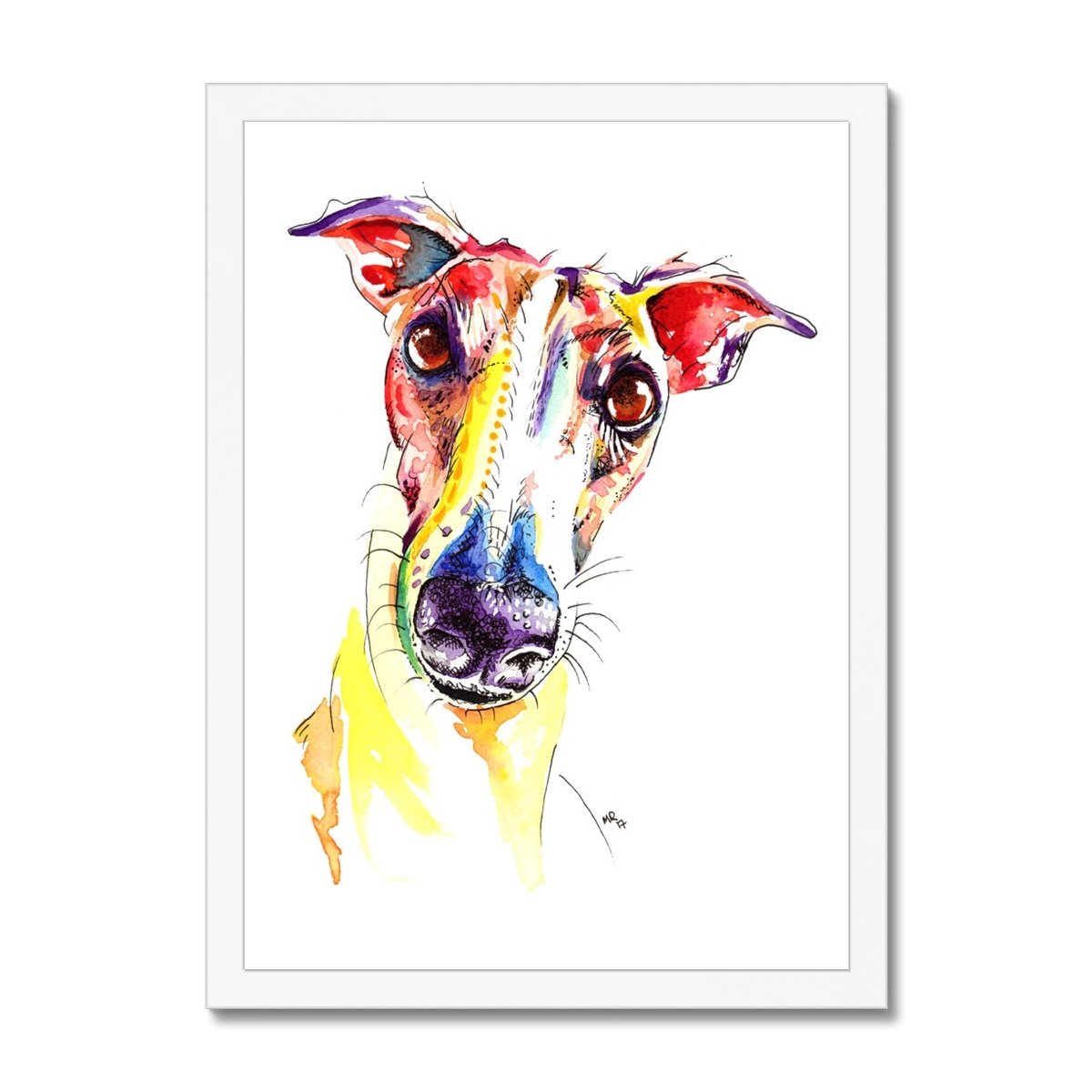 Framed Greyhound Prints white frame