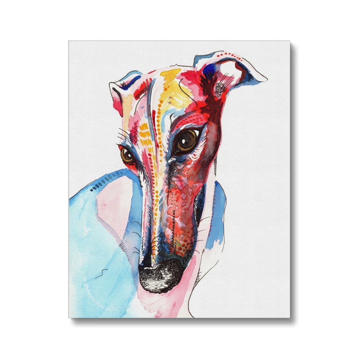 Colourful Greyhound Canvas, greyhound gifts
