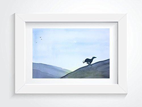 Greyhound Whippet Lurcher Italian Dog Painting Art Print - A5 + Mount 10 x 8 inches