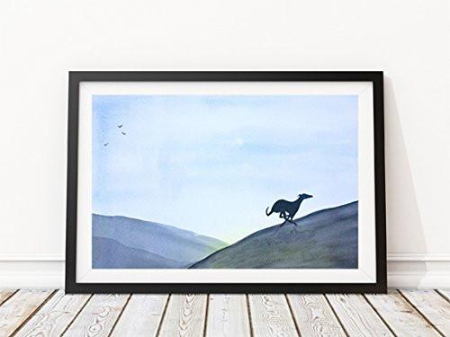 Greyhound Whippet Lurcher Italian Dog Painting Art Print - A5 + Mount 10 x 8 inches