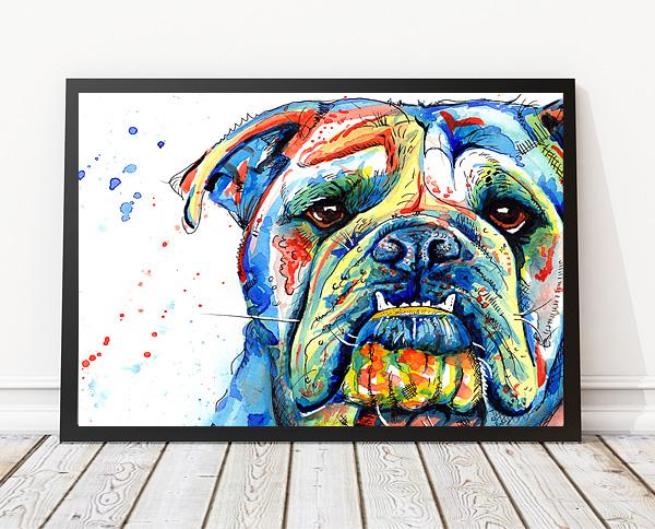 English bulldog canvas store painting