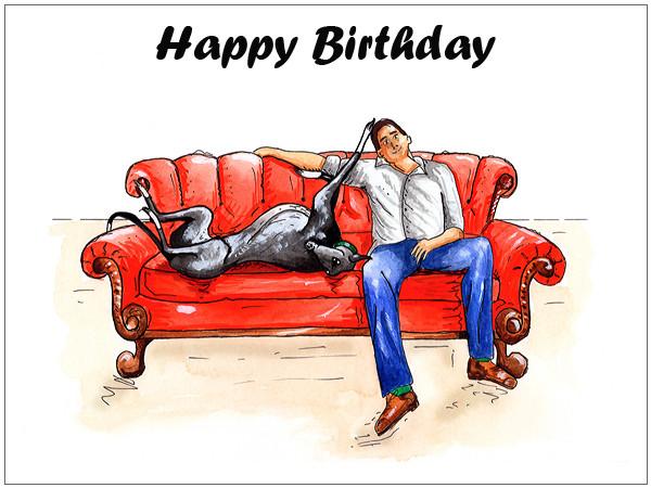Whippet Greeting Cards - Birthday
