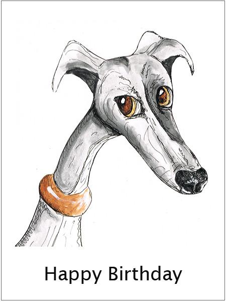 Greyhound birthday cards, greyhound gifts